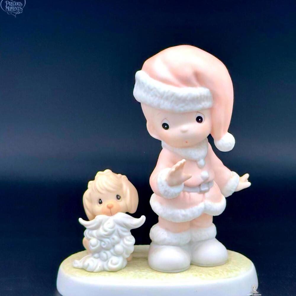 Adorable Precious Moments Figurine Set with Santa and Puppy